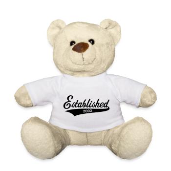 Established 2002 (Geburtsjahr, Geburtstag / Black) - Teddy - Weiß - Vorne