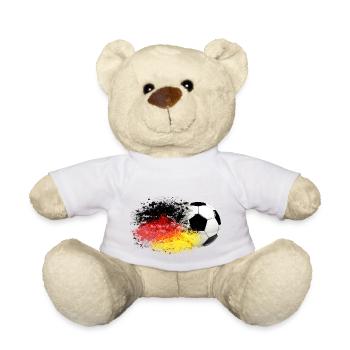 52 Fussball fliegt Deutschland Fahne Splash Klecks - Teddy - Weiß - Vorne