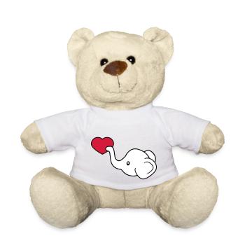 tête d'éléphant coeur amour donner en amour assis - Nounours - blanc - Devant