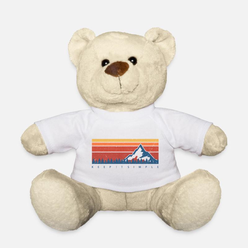Minimal Mountain Sunset Retro - Teddy Bear - white