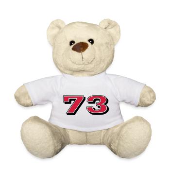 Red 73 on Black - Teddy Bear - white - Front