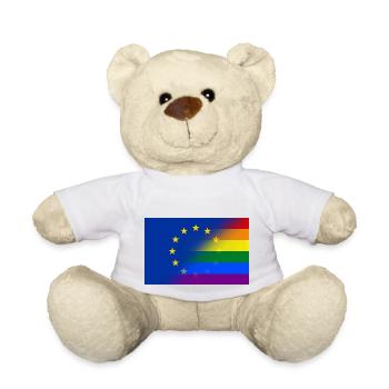 L’Union européenne unie au drapeau de la Pride - Nounours - blanc - Devant