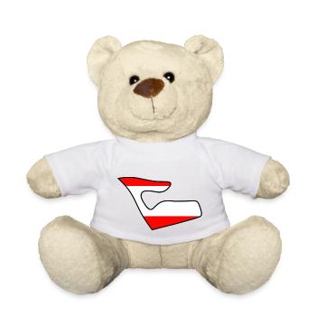 Piste de course en Autriche avec le drapeau - Nounours - blanc - Devant