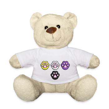 Mignon Chat Patte Drapeau Nonbinaire Drapeau LGBTQ - Nounours - blanc - Devant