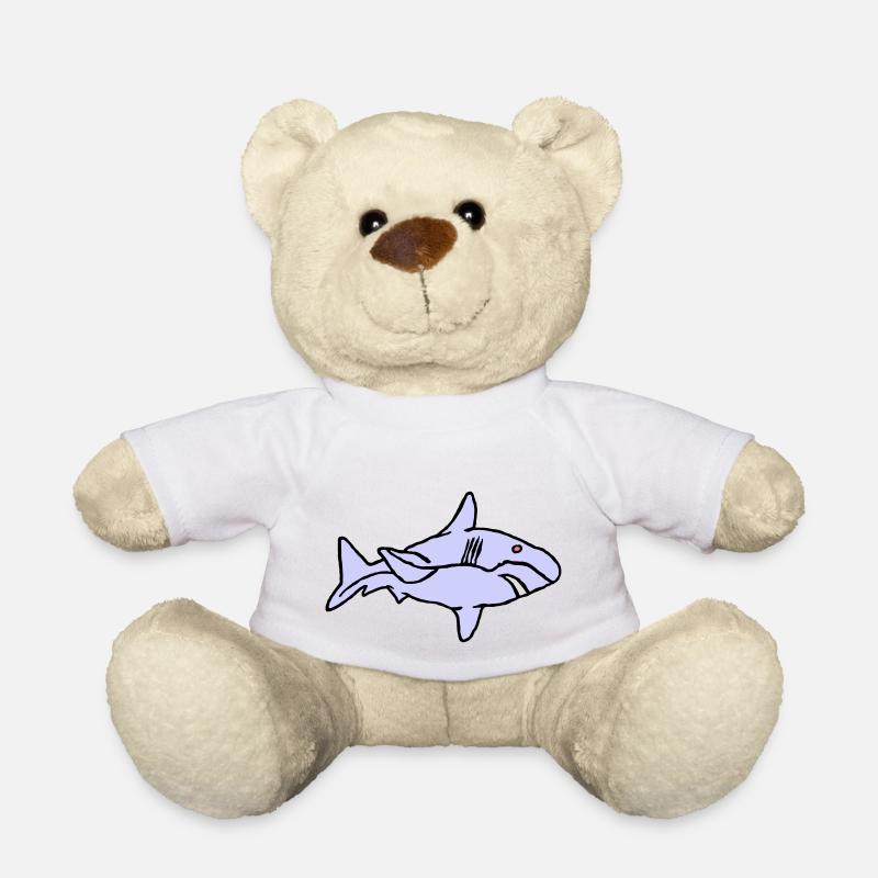 Fish Shark Predator Predator Water Graffiti Ocean - Teddy Bear - white