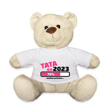 annonce grossesse tata en 2023 veuillez patienter - Nounours - blanc - Devant