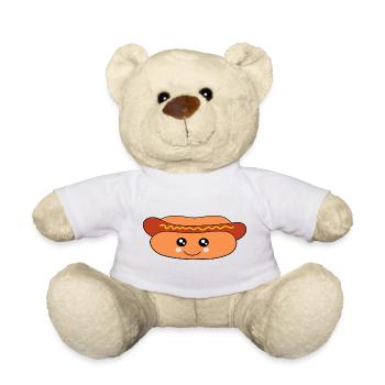 Kawaii, Wurst, Würstchen, Metzger - Teddy - Weiß - Vorne