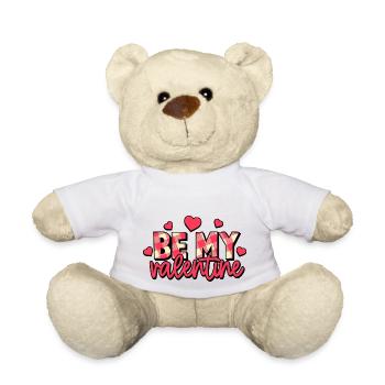 Be My Valentine Plaid Text - Teddy Bear - white - Front