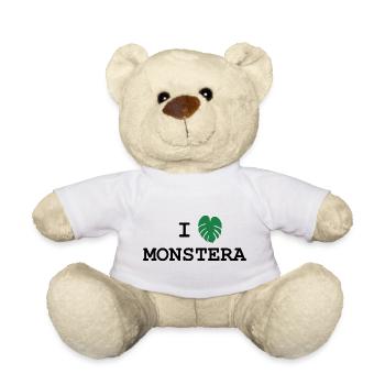 I love Monstera - design with leaf - Teddy Bear - white - Front