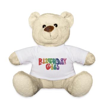 Fille d’anniversaire - Groovy Retro Vintage Flowers - Nounours - blanc - Devant
