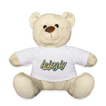 Leipzig Retro Script – Vintage City Logo - Teddy Bear - white - Front