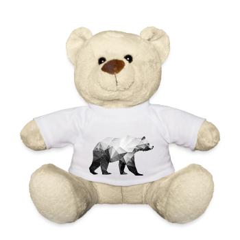 Ours polygone en noir et blanc - Art géométrique - Nounours - blanc - Devant