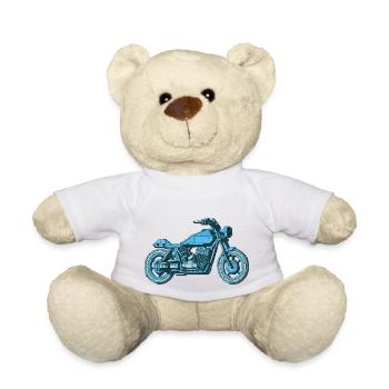 La moto en 8 bits pour les geeks et les gamers - Nounours - blanc - Devant