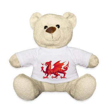 Welsh Dragon - Y Ddraig Goch - Teddy Bear - white - Front