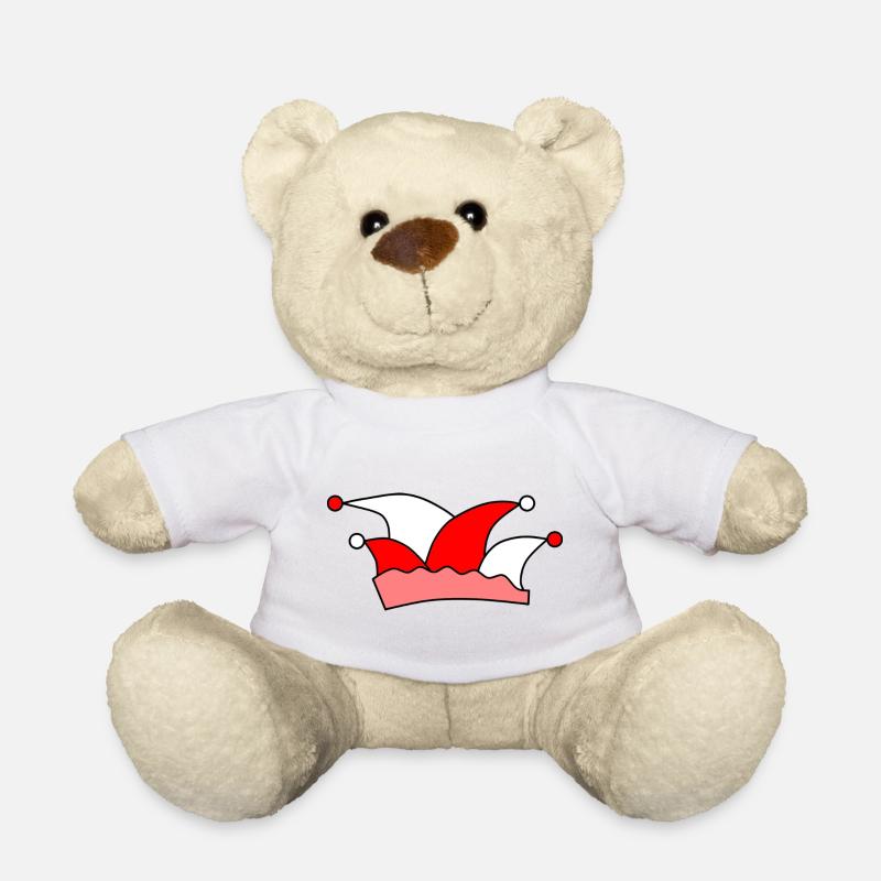 Rot-weiße Narrenkappe - Teddy - Weiß