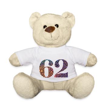 62nd Birthday Leopard - Teddy Bear - white - Front