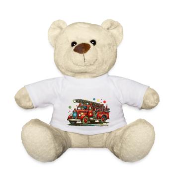 Pompiers mobiles | Camion de pompiers couleurs arc-en-ciel - Nounours - blanc - Devant