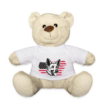 German Shepherd American Flag - Teddy - Weiß - Vorne