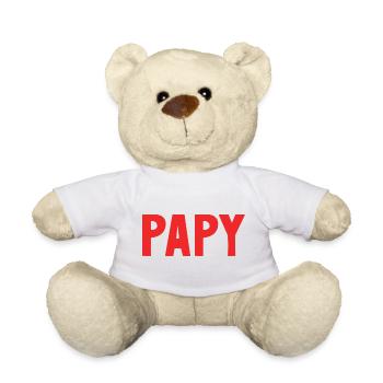 PAPY. FÊTE DES PÈRES. BONNE FÊTE PAPY. JE T'AIME. - Nounours - blanc - Devant