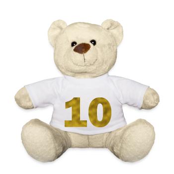 Birthday 10 years - Teddy Bear - white - Front