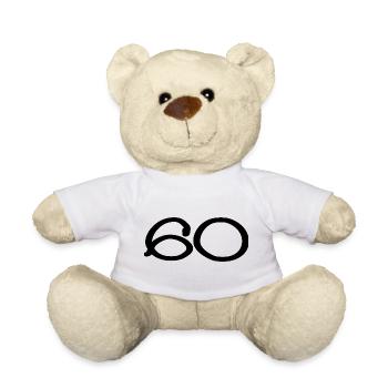 60. 60 YEARS. 60th ANNIVERSARY. 60TH BIRTHDAY. - Teddy Bear - white - Front
