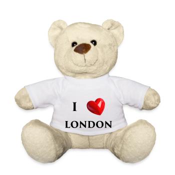 I Love London - Black Text - Teddy Bear - white - Front