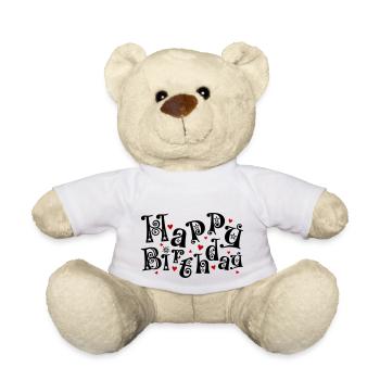 Anniversaire, Joyeux anniversaire, Félicitations, Voeux - Nounours - blanc - Devant