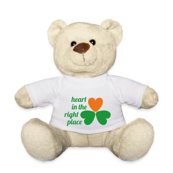 3-blättriges Kleeblatt, Herz am rechten Fleck - Teddy - Weiß - Vorne