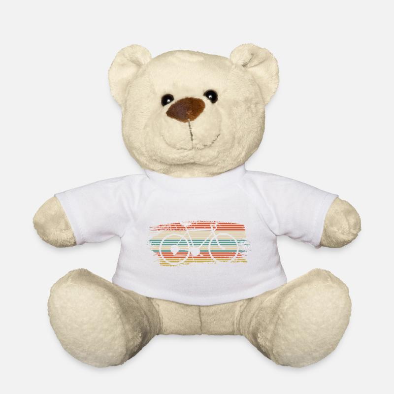 Rainbow Striped Bicycle - Teddy Bear - white