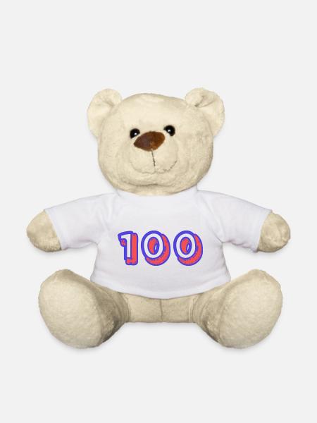 100. 100 ANS. 100e ANNIVERSAIRE. ANNIVERSAIRE 100 - Nounours - blanc