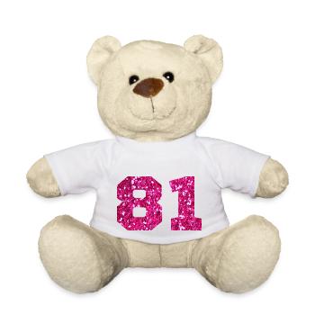 Nummer 81 Pink Glitter - 81. Geburtstag - Teddy - Weiß - Vorne