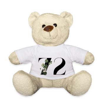 Numéro 72 floral vert - 72e anniversaire floral - Nounours - blanc - Devant
