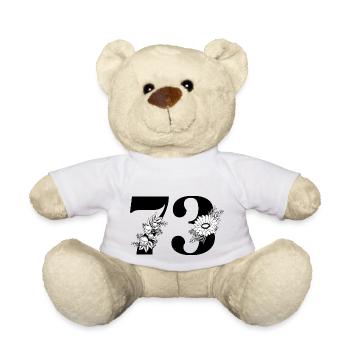 Numéro 73 floral noir - 73e anniversaire floral - Nounours - blanc - Devant