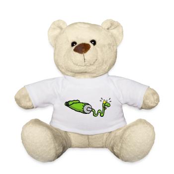 Green snake and gouache tube - Teddy Bear - white - Front