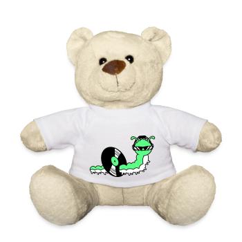 Cool DJ Caterpillar mange du disque vinyle Musique de fête - Nounours - blanc - Devant