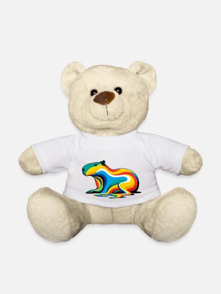 Melting Rainbow Capybara - Teddy Bear - white