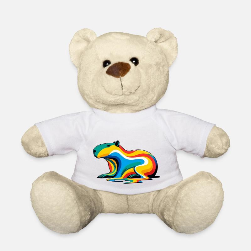 Melting Rainbow Capybara - Teddy Bear - white