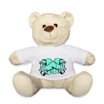 2 Elephants Two Friends Guitar Playing Band Team - Teddy Bear - white - Front