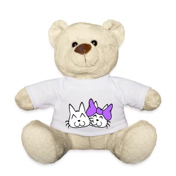 2 chats couple femme homme deux couples Saint-Valentin - Nounours - blanc - Devant