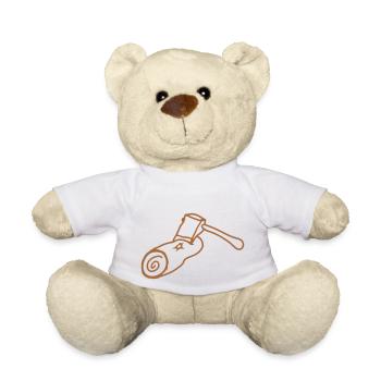 Axt Baum Fällen Holzfäller Wald Stumpf Holz Hacken - Teddy - Weiß - Vorne