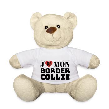 J aime mon border collie - Nounours - blanc - Devant