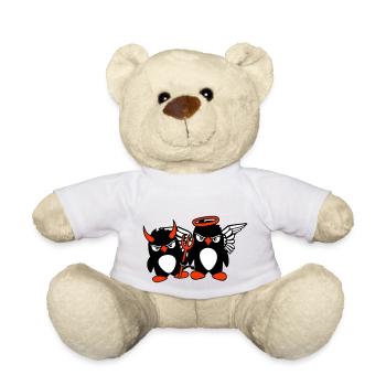 2 Pingouins Ange Diable Mal Bon Ciel Enfer Cool - Nounours - blanc - Devant