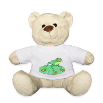 Mignonne grenouille verte sur un nénuphar - Nounours - blanc - Devant