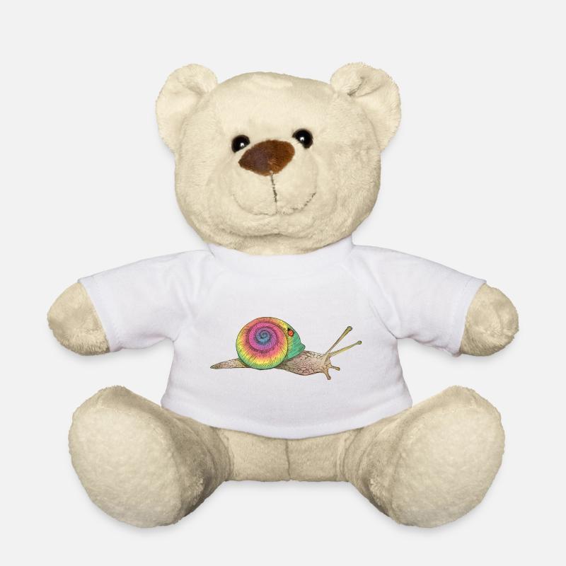farbenfrohe Schnecke mit Regenbogengehäuse - Teddy - Weiß