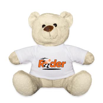 Fahrersilhouette auf Orange - Teddy - Weiß - Vorne