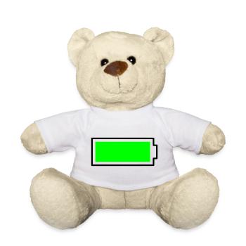 Batterie de conception de bloc vert néon pleine énergie - Nounours - blanc - Devant