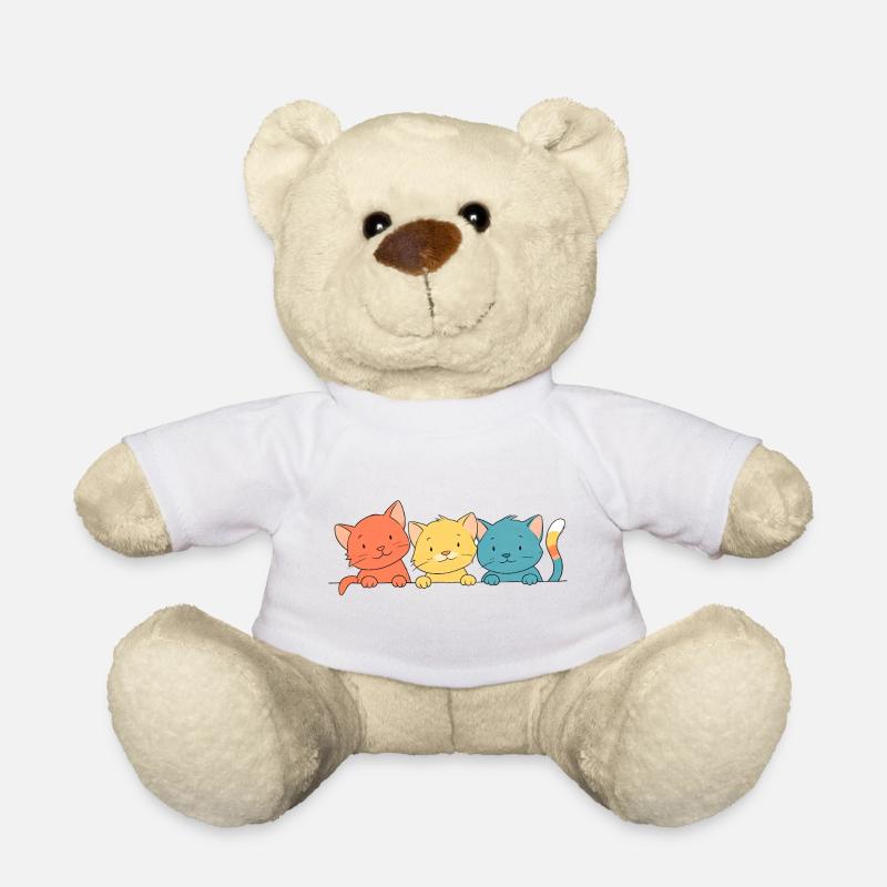 Trio Bunte Katzen Freunde - Teddy - Weiß
