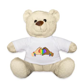 Pride Heart Hands Unity Rainbow Love Support Art - Teddy Bear - white - Front