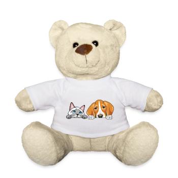Peeking_Siamese_cat_and_Foxhound_dog - Teddy - Weiß - Vorne