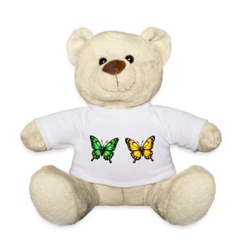 Living Butterflies: Green & Yellow - Teddy Bear - white - Front